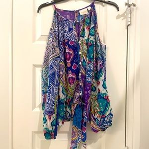 Chico’s Cold Shoulder Tie Front Top